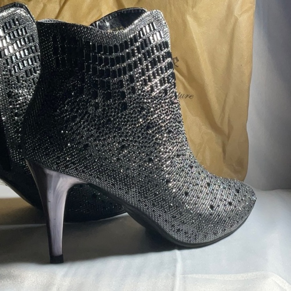 Black And Silver Gem Ankle Boot